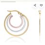 9ct three tones yellow, white,and rose gold triple hoop earrings Image 6