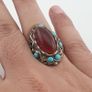 Antique Red Zirconia Ring  Rustic Brass Statement Jewellery Image 4