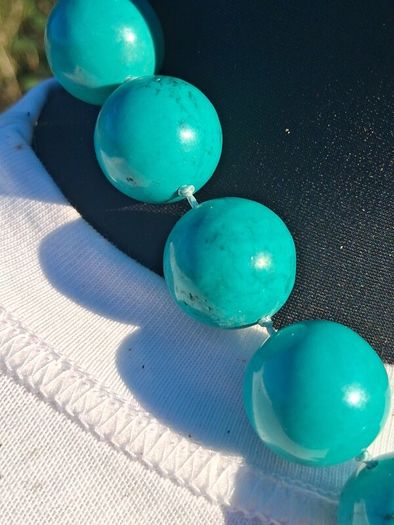 Turquoise Beaded Sterling Silver Necklace
