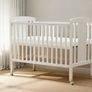 -3-in-1 Wooden Baby Cot Bed,Baby Crib,Convertible Baby Bed with Teething Rail,5 Adjustable Bed Base Positions,Mattress Included,From Birth to 6 Years Image 6