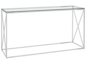 Side Table Silver 140x40x78 cm Stainless Steel and Glass