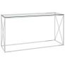 Side Table Silver 140x40x78 cm Stainless Steel and Glass Image 5