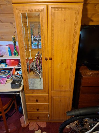Pine Wardrobe and Bedside Locker