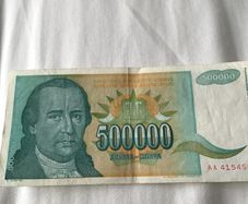 Old Yugoslavia Banknote 500,000 Dinara