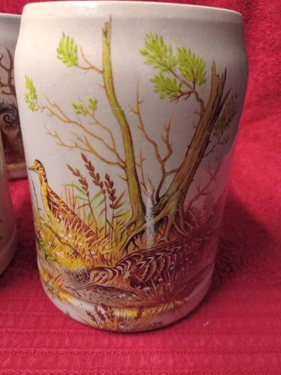 4 Vintage West German Stoneware Beer Steins