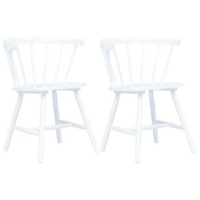 Dining Chairs 2 pcs White Solid Rubber Wood