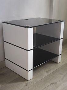 Blok STAX Premium Hi-Fi Rack Stand - White Gloss Black Glass