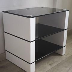 Blok STAX Premium Hi-Fi Rack Stand - White Gloss Black Glass