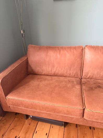 WOOOD Rodeo 3 Seater Sofa + Matching Pouf, Cognac