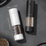 Rechargeable Electric Salt and Pepper Grinder Set, Salt and Pepper Mill with Ceramic Grind, Dust Cover with One-Button Control, Adjustable Coarseness, LED Light, for Home & Kitchen, Black&White Image 7