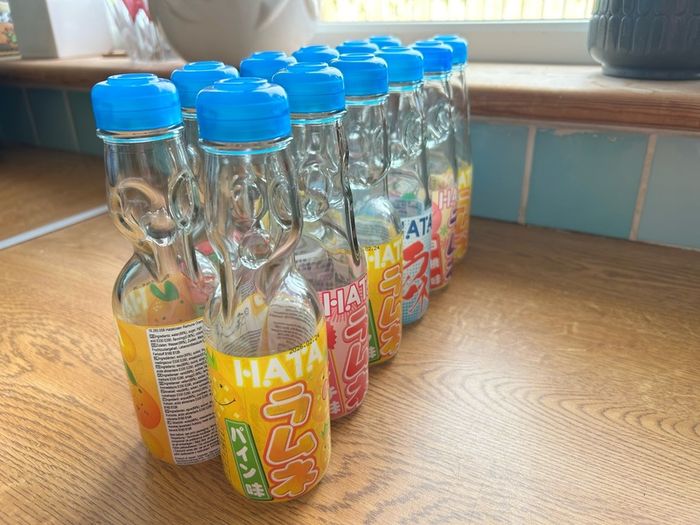 12 x Japanese HATA Ramune Glass Marble Bottles