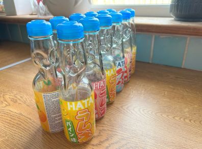 12 x Japanese HATA Ramune Glass Marble Bottles