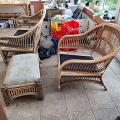 Wicker Armchair and Footrest