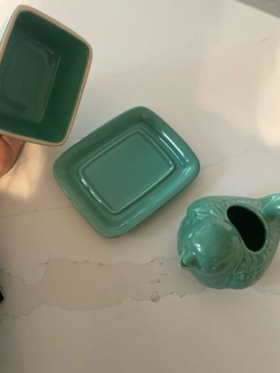 Milk jug and butter dish