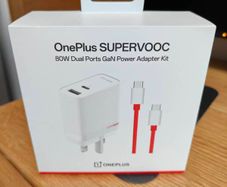 OnePlus SUPERVOOC 80W Dual Ports GaN Power Adapter Kit in white. (Sealed)