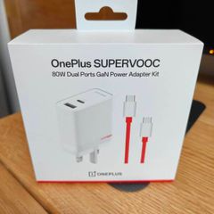 OnePlus SUPERVOOC 80W Dual Ports GaN Power Adapter Kit in white. (Sealed)