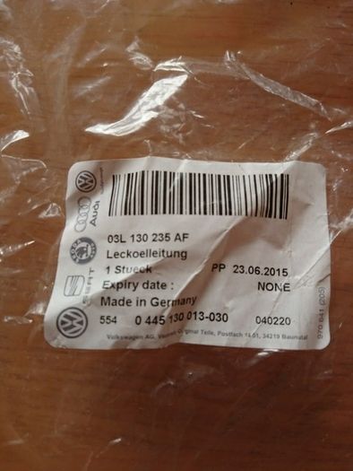 Fuel return pipe vw Audi Seat Skoda 1.6 TDI CR