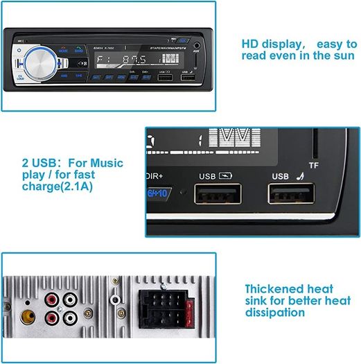 Car Radio Bluetooth Hands-free, CENXINY 4 x 65W Car Stereo Bluetooth 5.0 LCD with Clock, Support USB/AUX in FM/ MP3 / WMA/WAV/MPE Autoradio with Usb and Bluetooth No CD player (FREE POSTAGE)