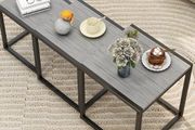 Wooden Nesting Tables Set of 3 Coffee Table, Stacking Side End Tables for Living Room, Grey