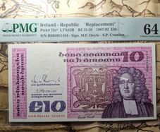 10 Pound B Series 31/05/91 Irish Note (Slabbed)