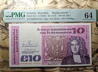 10 Pound B Series 31/05/91 Irish Note (Slabbed)