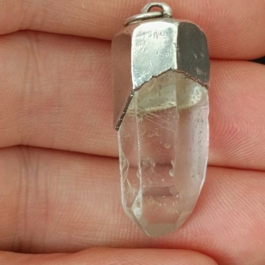 Quartz crystal pendant made of 925 sterling silver
