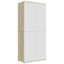 Shoe Cabinet White and Sonoma Oak 80x39x178 cm Chipboard Image 6
