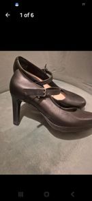Black Leather Clarks Heels