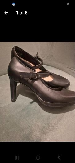 Black Leather Clarks Heels