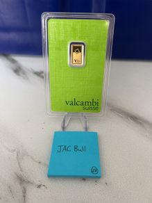 1gram Fine 9999 Gold Bullion Green Valcambi Bar.