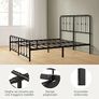 Florence Single Bed 80 x 190 cm-Frame with Metal Headboard and Footboard-Height 35 cm-Slatted Base Included-Storage Compartment Below-Black Image 6