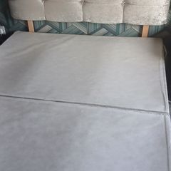 Double bed with velvet head board