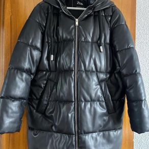 Zara leather Puffer coat jacket