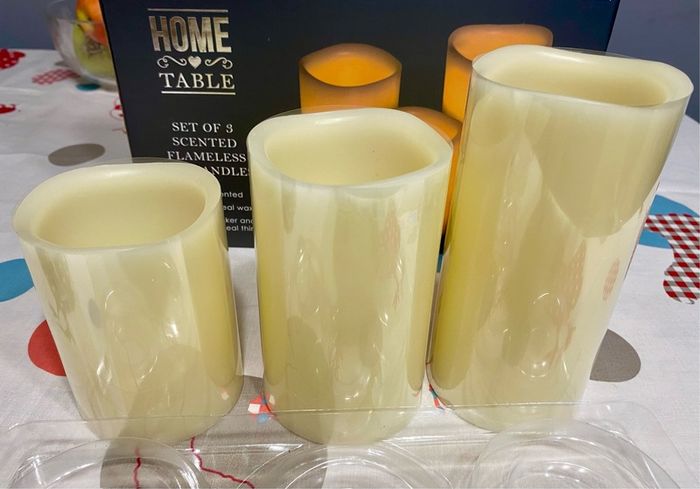 Set Of 3 Vanilla Scented Flameless Led Candles