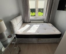Crushed velvet divan bed (4 Foot). Mattress not included.
