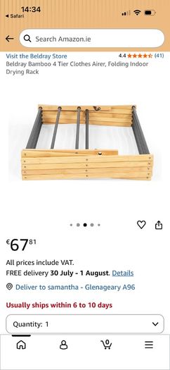 New in packaging Beldray 4 tier bamboo clothes airer
