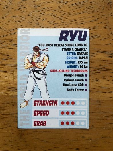 Vintage 1993 Street Fighter II Trading Cards