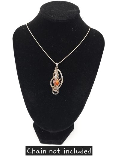 Vintage 925 Sterling Silver & Carnelian Artisan Pendant