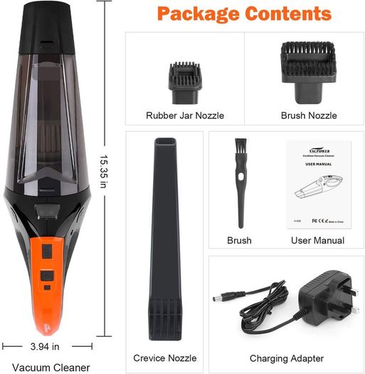 6500pA Handheld Vacuum Cleaner, Cordless Handheld Vacuum with Rechargeable 2500mAh Battery for Home and Car