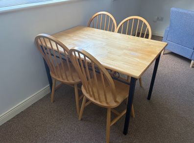 Wooden Dining Table + Chairs