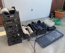 Garden pots, storage crates, propagator and trays