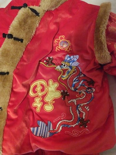 Boys Traditional Red New Year Costume, Warm Winter Chinese Outfit Set