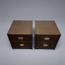 Pair of 1970s Campaign Style Bedside Cabinets with Brass Pulls Image 2