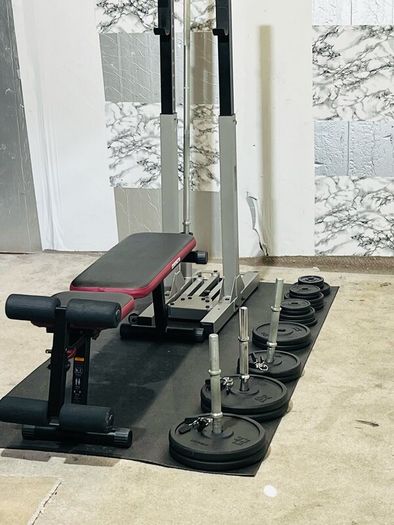 Branded: Cast Iron Weights Folding Rack Bench Bars