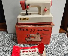 Vintage Crystal brand battery operated toy sewing machine, Very retro