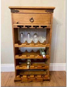 Solid Mahogany Wooden Wine Rack or Cabinet- Holds 16 Bottles