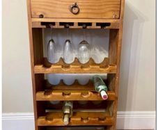 Solid Mahogany Wooden Wine Rack or Cabinet- Holds 16 Bottles