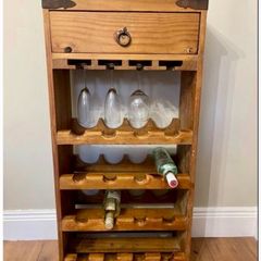 Solid Mahogany Wooden Wine Rack or Cabinet- Holds 16 Bottles