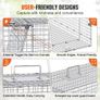 Live Animal Cage Trap, 50" x 20" x 26" Humane Cat Trap Galvanized Iron, Folding Animal Trap with Handle for Stray Dogs, Armadillos Image 6