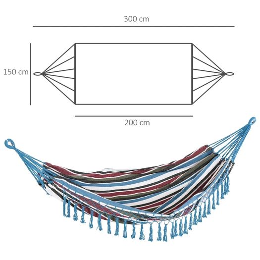 Cotton Hammock Portable w/ Carrying Bag Brazilian Fringe Deluxe Swing Chair for Beach, Yard, Bedroom, Patio, Porch, Indoor, Outdoor